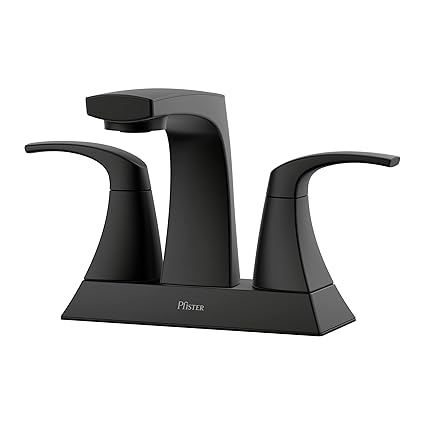 Pfister Karci Matte Black 2-Handle 4-in Centerset WaterSense Bathroom Sink Faucet with Drain