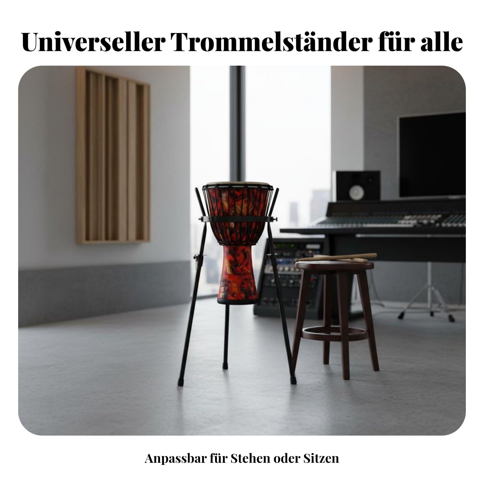 Drum Ständer für Verschiedene Percussion Trommeln Höhenverstellbarer Trommelständer mit Standfester Konstruktion Und Ergonomischem Design für , Ausziehbar 11-12in