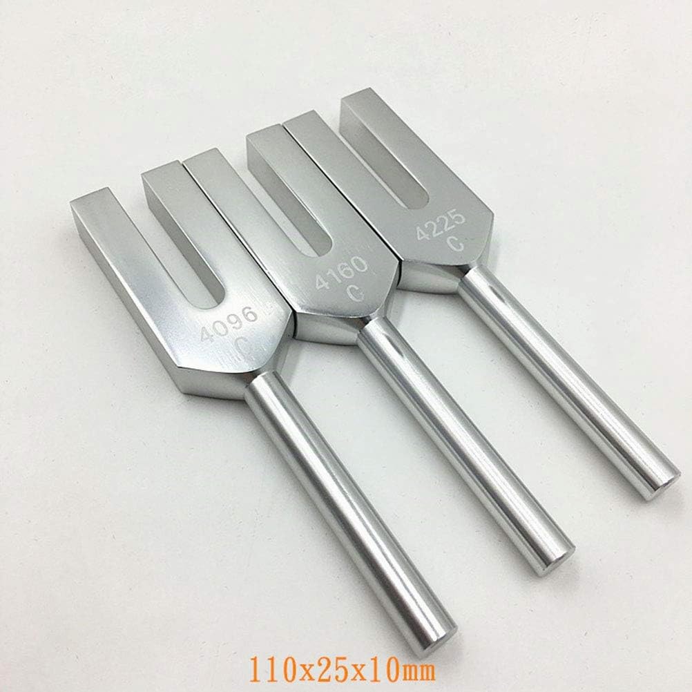 Set di Diapason Angelici - 4096 Hz, 4160 Hz, 4225 Hz per Strumenti Musicali Curativi con Martello di Legno e Custodia Morbida (Argento)
