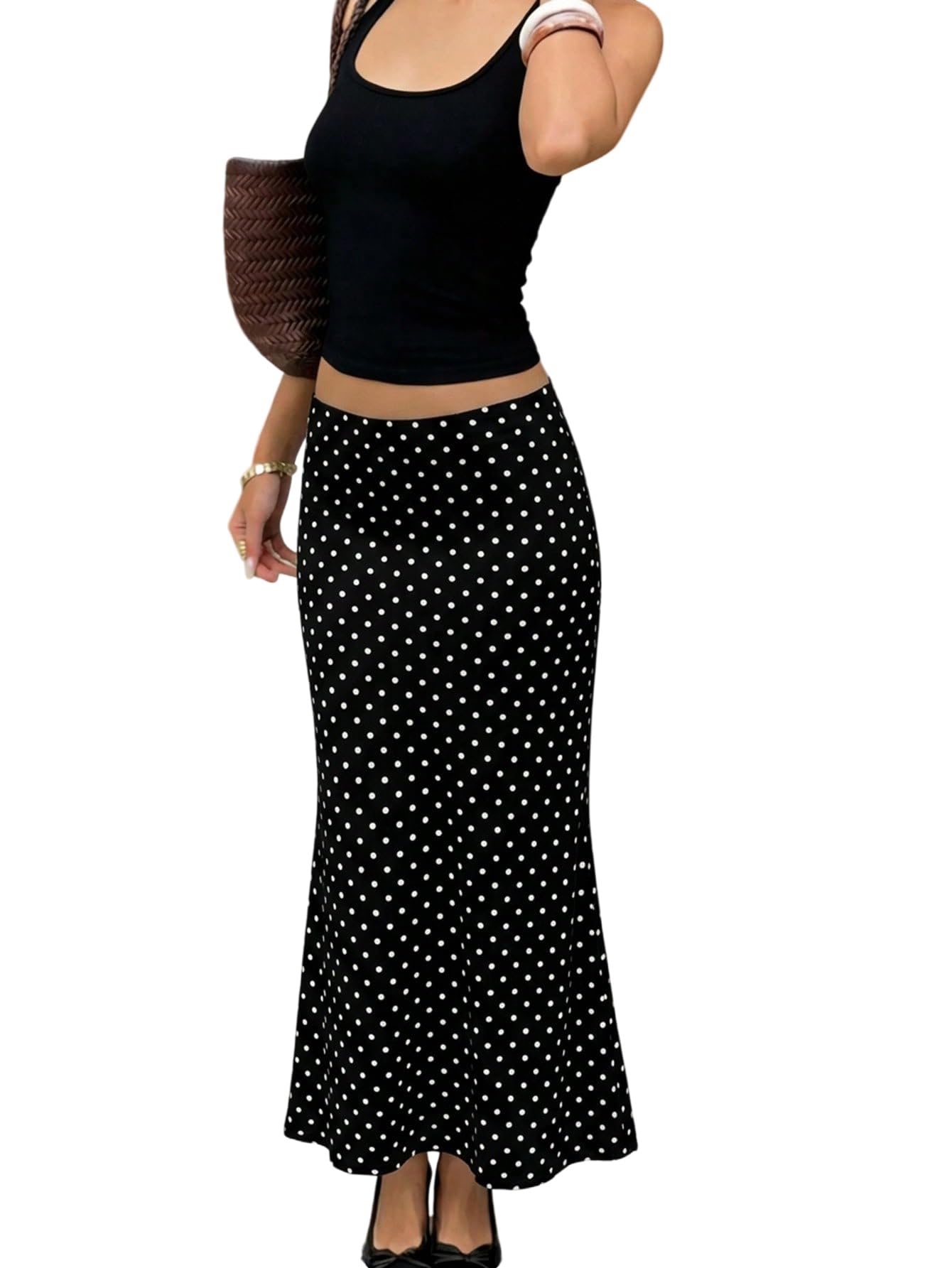 SOLY HUX Gonna lunga da donna, aderente, per il tempo libero, con pois | Gonna lunga da donna, a pois, con coda di pesce, gonna lunga da donna, gonna da festa da donna