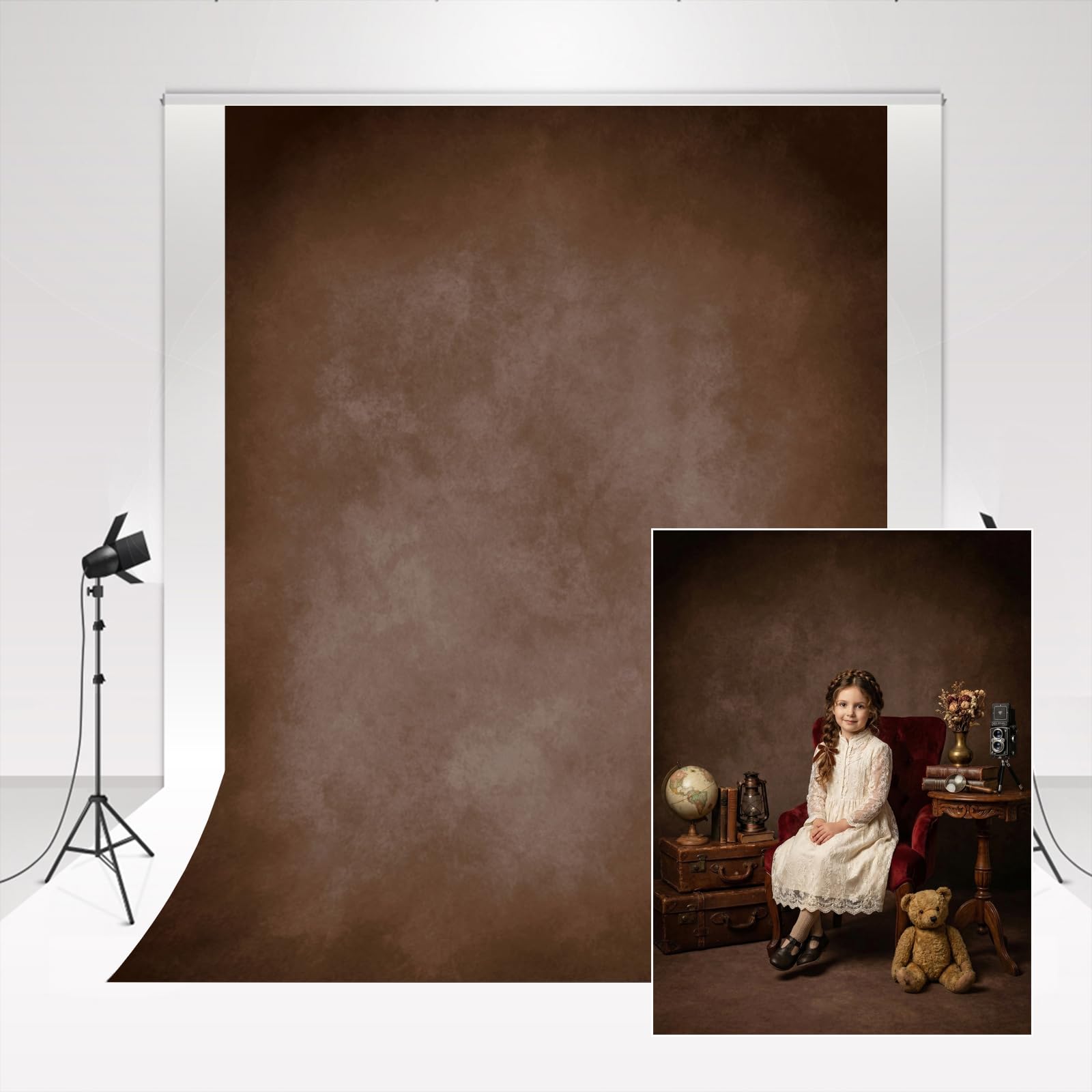 Kate Studio Toile de Fond Marron 1.5x2.2m/5x7ft Classique Chocolat Fond Photographique Mariage Photographie Accessoires Cérémonie Photographie Texture Abstraite Photo Booth Props