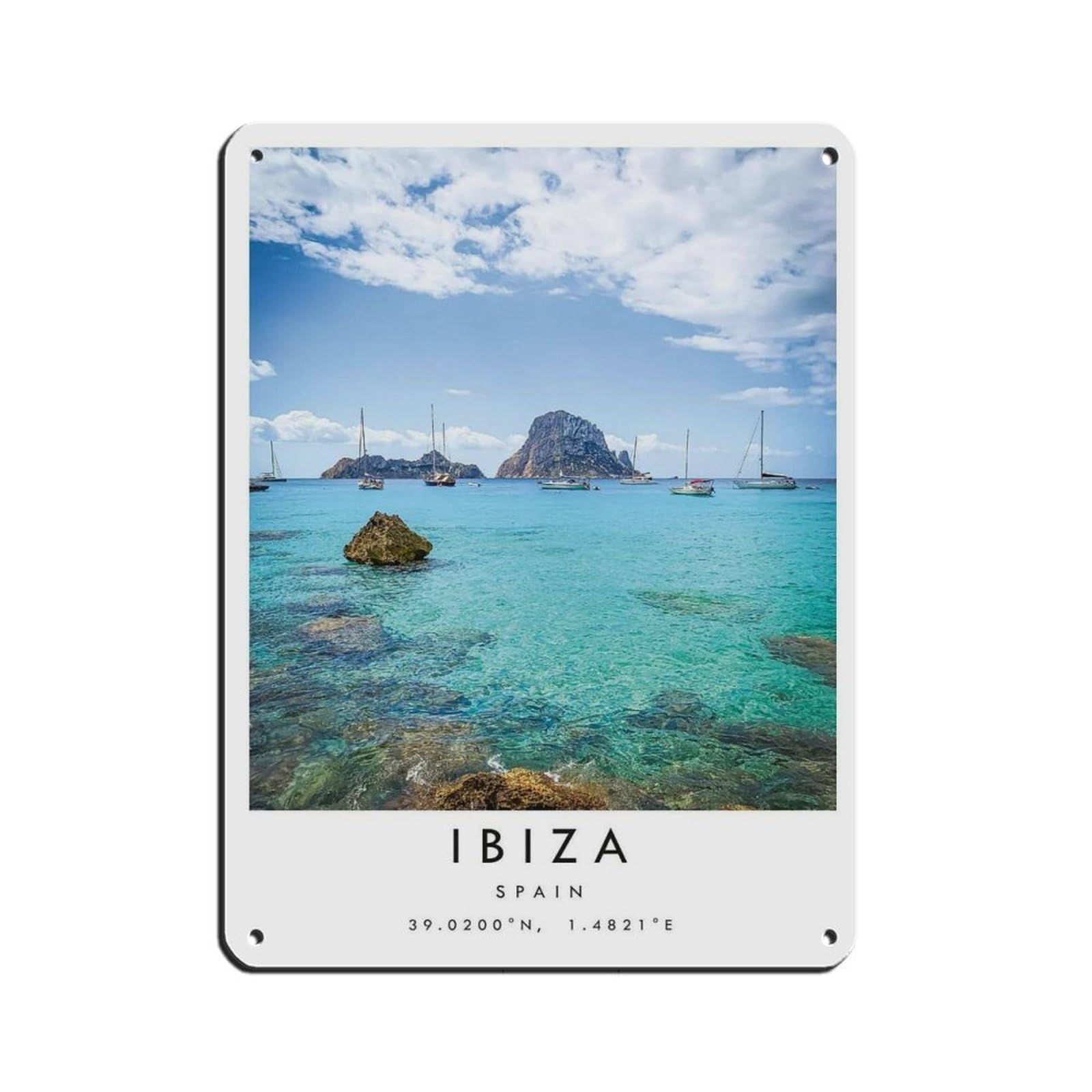 Ibiza Travel, Ibiza Poster Tin Sign Vintage Metal Pub Club Cafe Bar Home Wall Art Decoration Poster Retro 12x16inch(30x40cm)