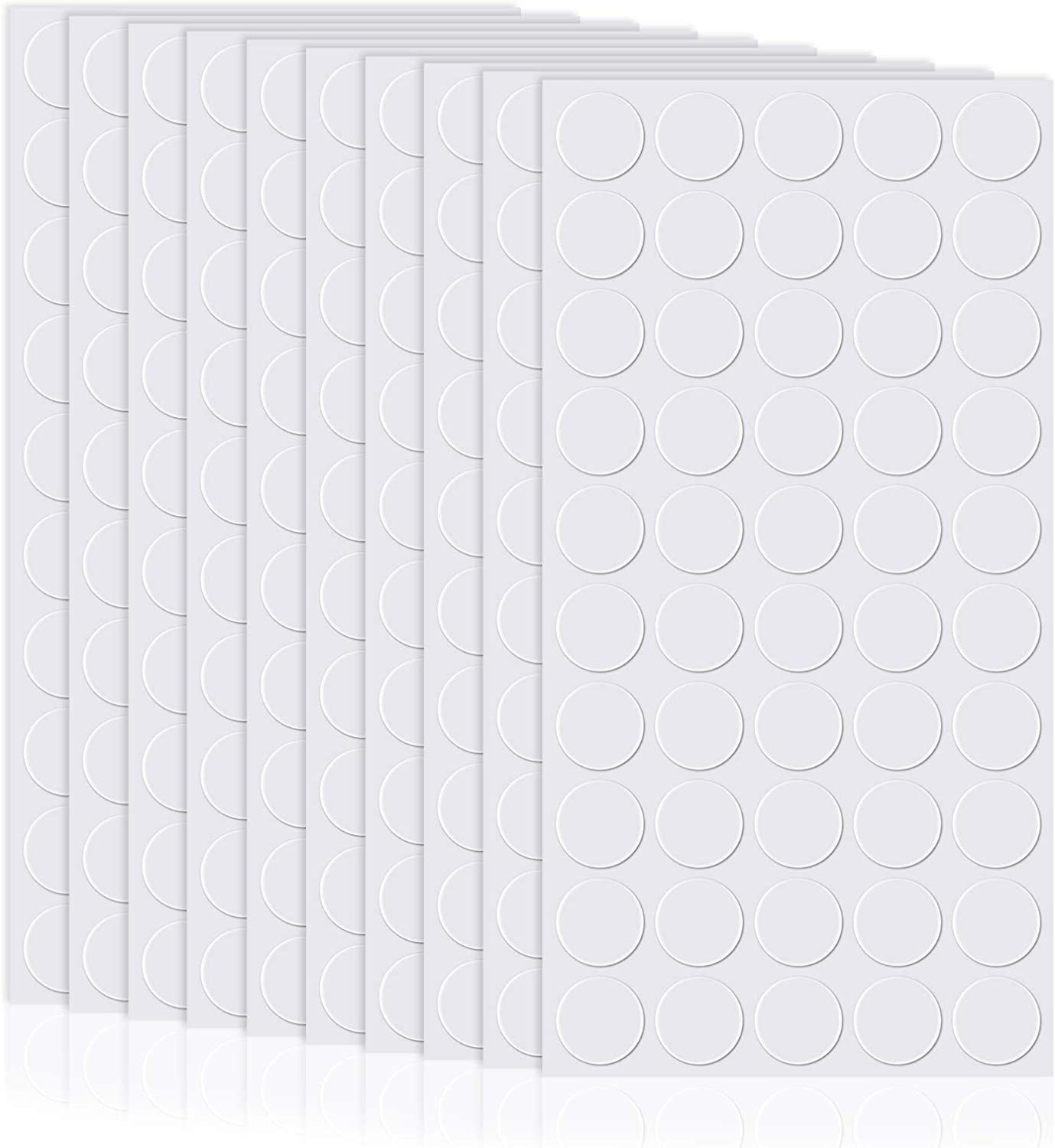 Double-Sided Adhesive Dots, No Traces Clear Sticky Tack Waterproof Stickers Removable Reusable for Wall Metal Glass Ceramic Wood (500 Pieces, 0.39 Inch/ 10 mm)