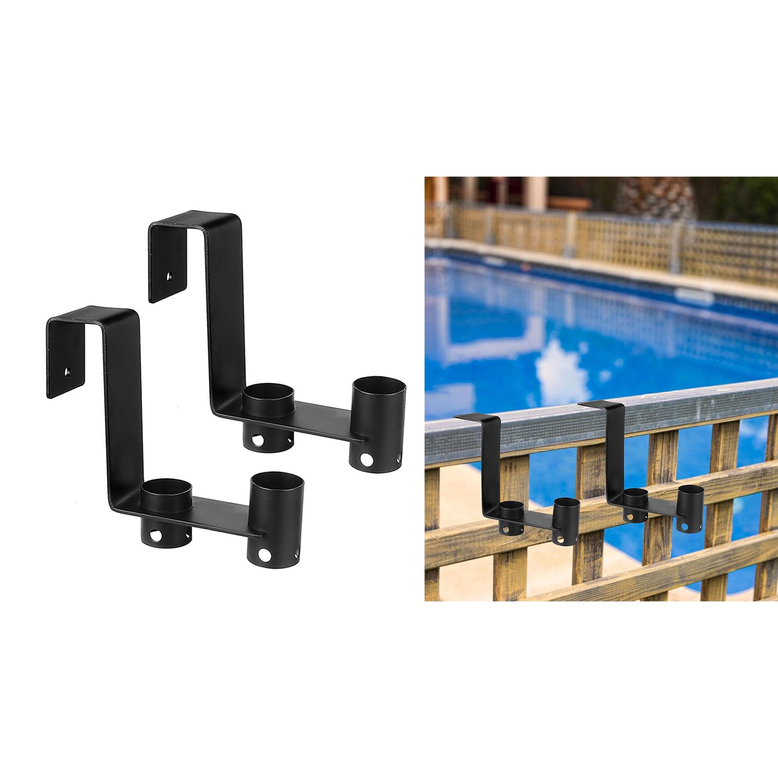 Lot de 2 organiseurs d'accessoires de piscine en métal pour brosses, tête d'aspirateur et poteaux pour clôture, solution de rangement à suspendre pour équipement de piscine