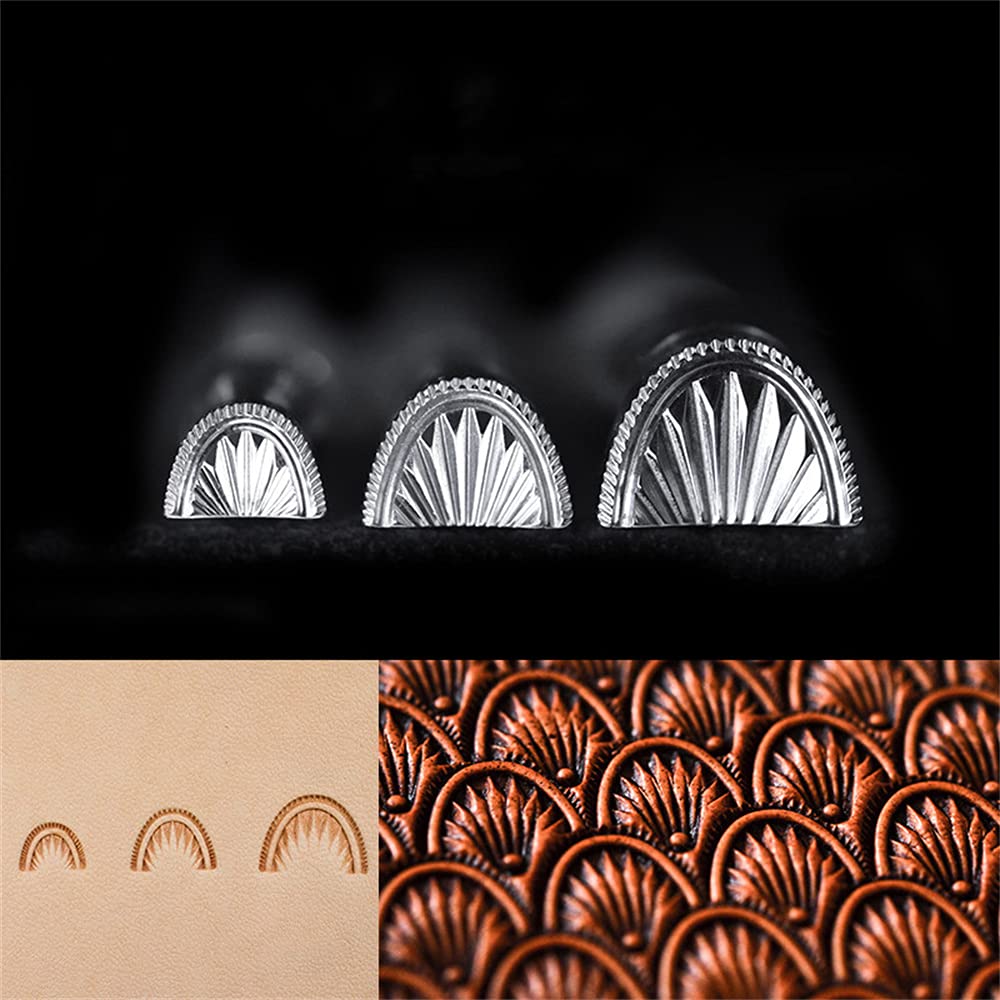 Leather Stamping Tools Set Shell Pattern Saddle Making Tools Carving Punch Tools for Leather Craft (D(BK1-3+FS5-2))