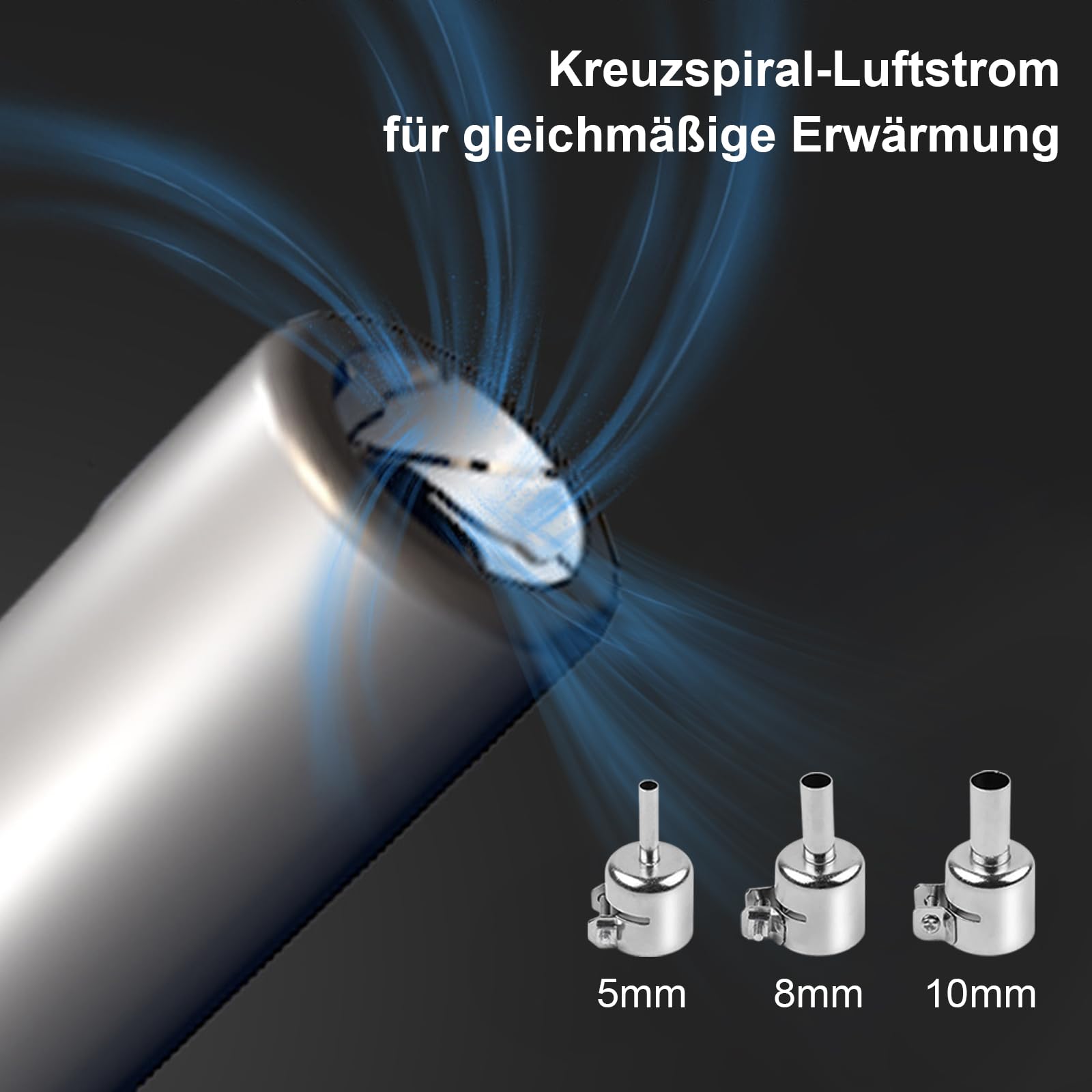 Heißluft Lötstation, 2 in 1 760W Digitales Lötkolben Set mit LED-Display, 100-500℃ Einstellbare Temperatur, mit 5 Lötspitzen, 3 Heißluftpistolen Düsen Für Das Löten Und Reparieren Von Elektronik