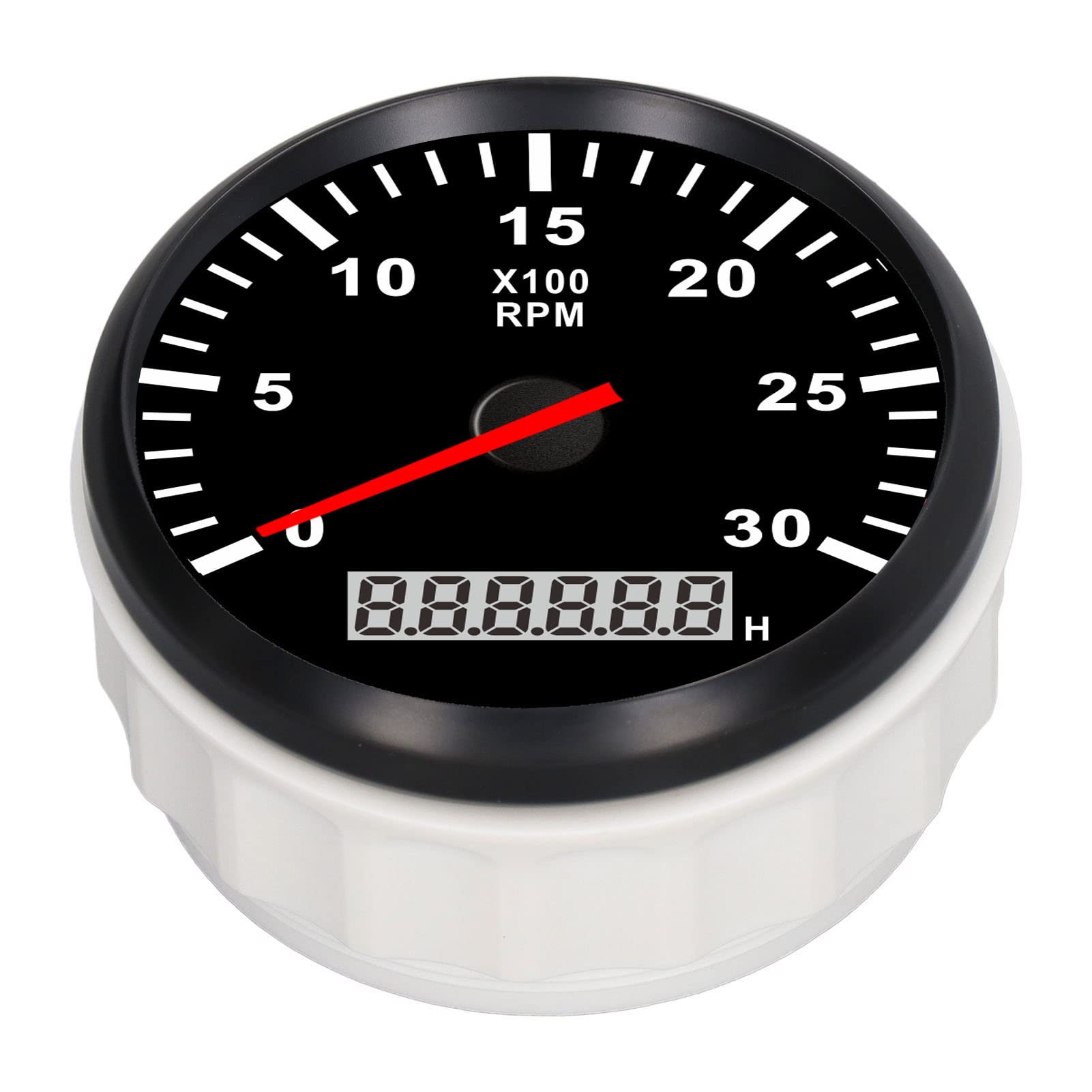 Tacómetro Marino Calibre 85mm/3,35 Pulgadas Tacómetro Calibre 3000RPM IP67 Impermeable Tacho Calibre con LCD Horómetro Retroiluminación Roja para Coche Camión Barco