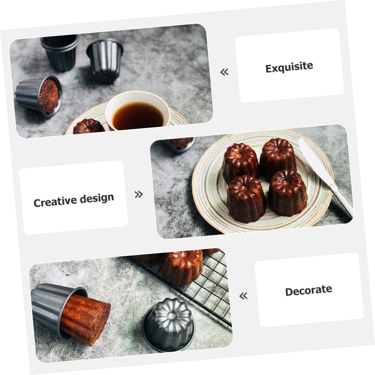 LABRIMP 8pièces Moules à Muffins Antiadhésifs Pour Gâteaux Puddings Et Desserts Ustensiles De Pour Maison Restaurant Et Pâtisserie