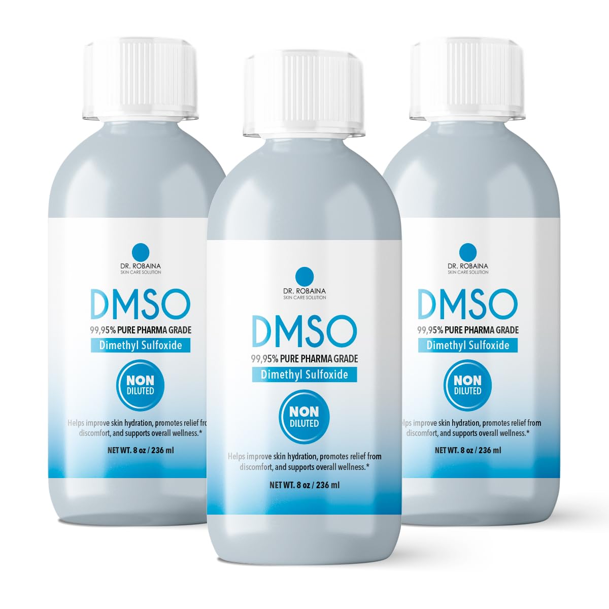 DMSO Liquid – 99.9% Pure Pharma Grade Dimethyl Sulfoxide | Supports Skin Hydration & Overall Wellness | Non-Diluted, Low Odor | Made in USA | 8 oz by Dr. Robaina (3 Pack)