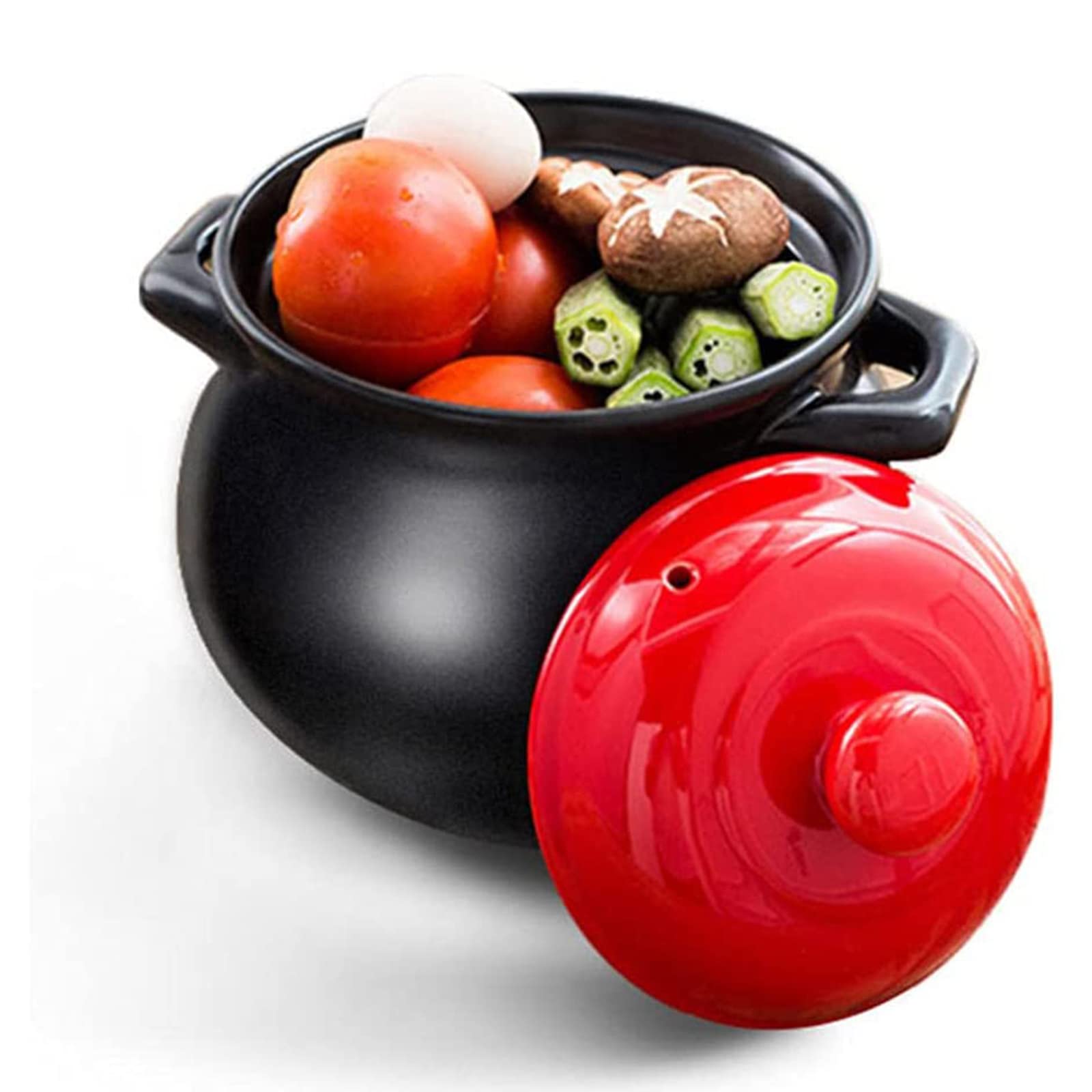 Cacerola de Cerámica con Tapa, Cazuela De Terracota Cazuela De Cerámica Cazuela De Barro Cazuela De Barro Olla De Barro Para Cocinar - Cerámica Resistente Al Calor/Cocido A Fuego Lento O Guisado Para