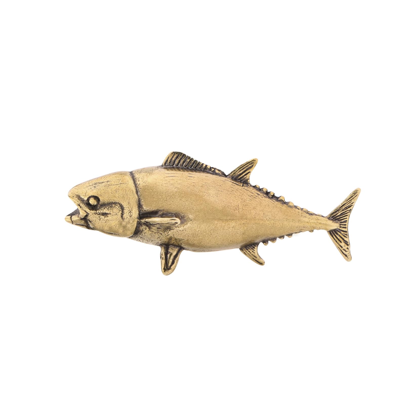 YANGPZFC Small Copper Tuna Ornament Brass Statue For Desk Decor, Handcrafted Vintage Sculpture