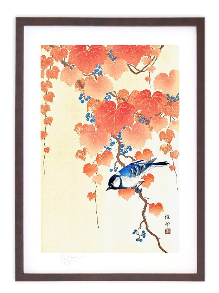 Amazon.co.jp: 版画 絵画 名画 曰本画 蔦に四十雀 つたに