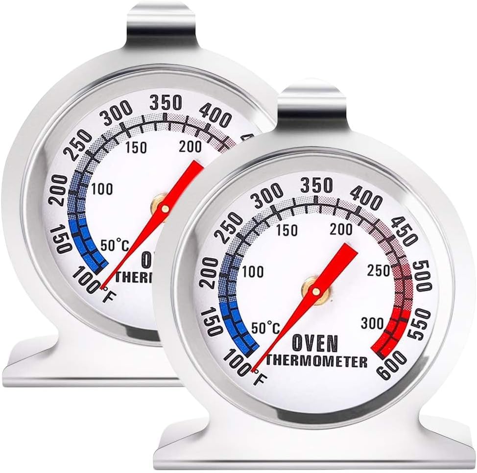 eWINNER 2 Pack Stainless Steel Large Dial Oven Thermometer 50-300°C/100-600°F Oven Grill Fry Chef Smoker Thermometer, Dial BBQ Grill Cooker Oven Frying Pan High Thermometer Gauge Kitchen Baking Tool