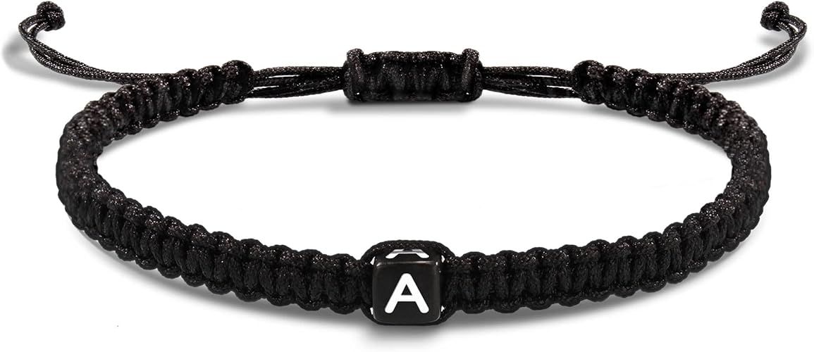 Initial Bracelets for Women Men Gifts for Her Teen Girl Best Friend Birthday Graduation Dainty Braided Bracelets Letter A-Z Charm Adjustable Link Mother's Day Jewelry Mom Christmas Gifts Valentine's Day Jewelry