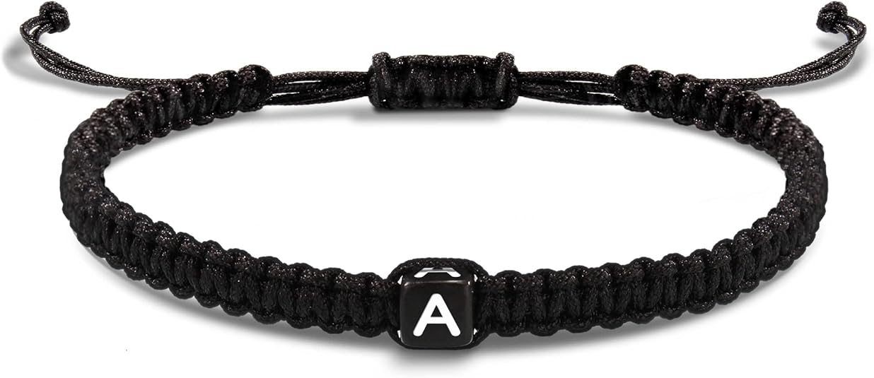 Initial Bracelets for Women Men Gifts for Her Teen Girl Best Friend Birthday Graduation Dainty Braided Bracelets Letter A-Z Charm Adjustable Link Mother's Day Jewelry Mom Christmas Gifts Valentine's Day Jewelry