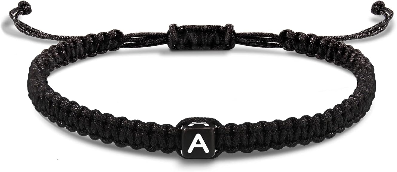 Initial Bracelets for Women Men Gifts for Her Teen Girl Best Friend Birthday Graduation Dainty Braided Bracelets Letter A-Z Charm Adjustable Link Mother's Day Jewelry Mom Christmas Gifts Valentine's Day Jewelry