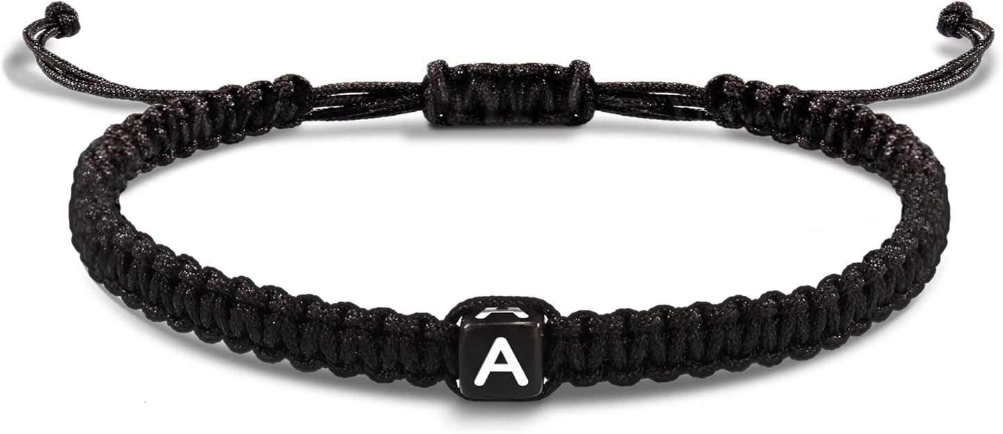 Initial Bracelets for Women Men Gifts for Her Teen Girl Best Friend Birthday Graduation Dainty Braided Bracelets Letter A-Z Charm Adjustable Link Mother's Day Jewelry Mom Christmas Gifts Valentine's Day Jewelry