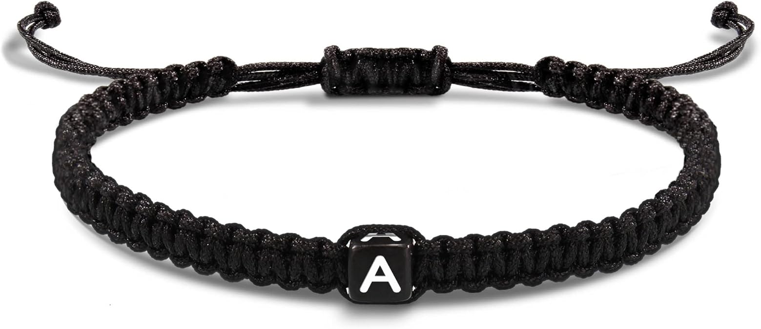 Initial Bracelets for Women Men Gifts for Her Teen Girl Best Friend Birthday Graduation Dainty Braided Bracelets Letter A-Z Charm Adjustable Link Mother's Day Jewelry Mom Christmas Gifts Valentine's Day Jewelry