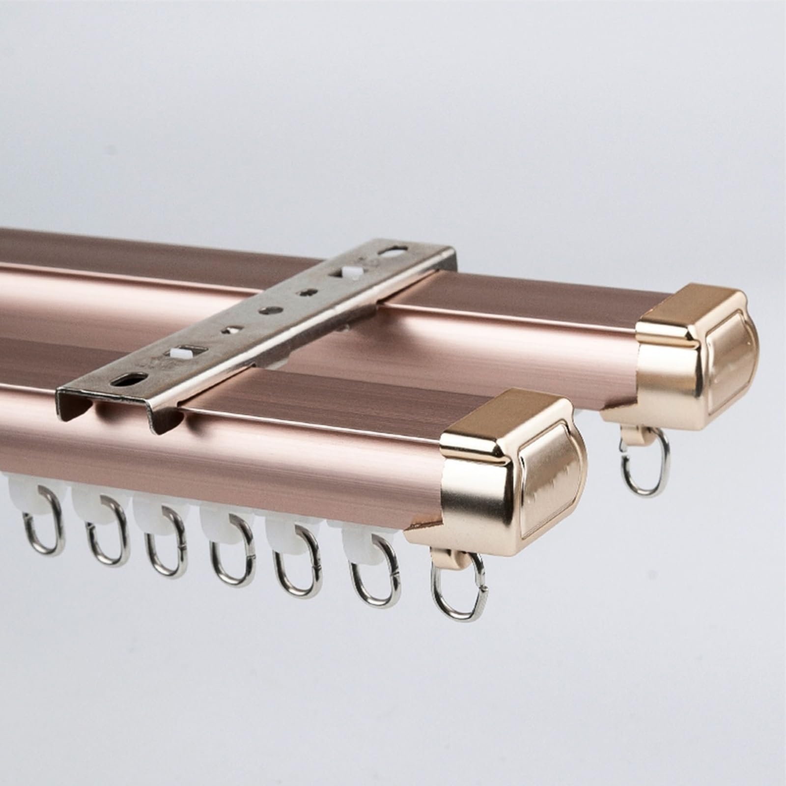 TZUFA Double Curtain Track 1-6m Heavy-Duty Curtain Rails Ceiling or Wall Mount Aluminum Curtain Rod For Room Divider (Color : Pink-Ceiling, Size : 3m(2 * 1.5m))