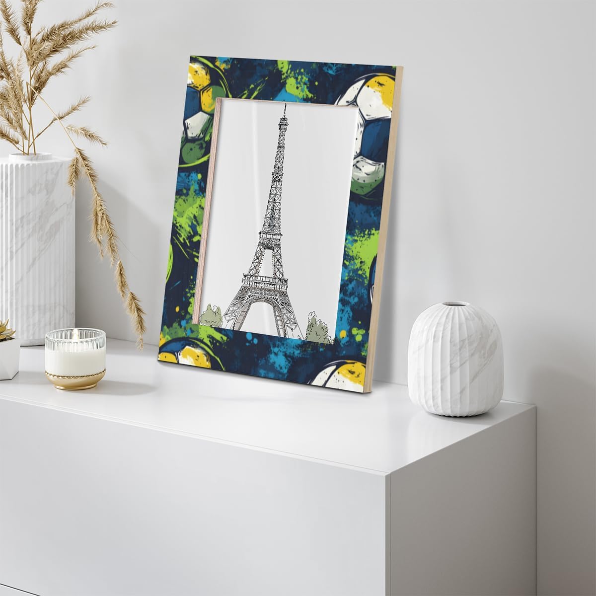 Soccer Theme Picture Frames 8x10 Wood Photo Frames Display Pictures 8x10 Soccer Tabletop Picture Frame Photo Picture Frame for Vertical or Horizontal Displays
