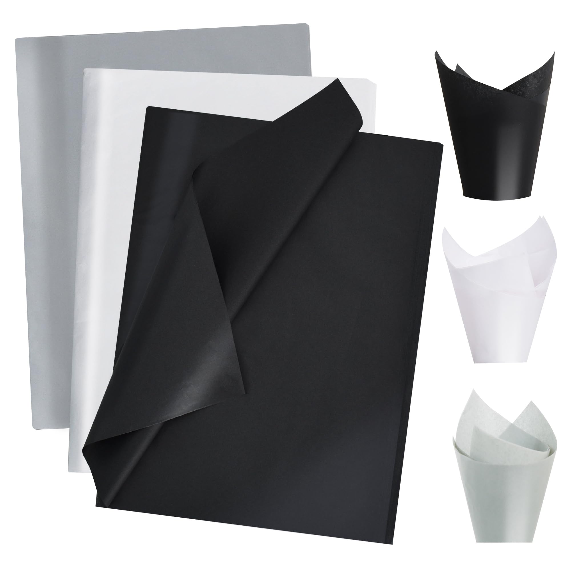 TONIFUL Halloween Colored Multicolor Wrapping Tissue Paper Bulk 14x20 Inch Black White Grey 90 Sheets Gift Wrap Paper for Halloween Birthday DIY Crafts Flowers Decoration