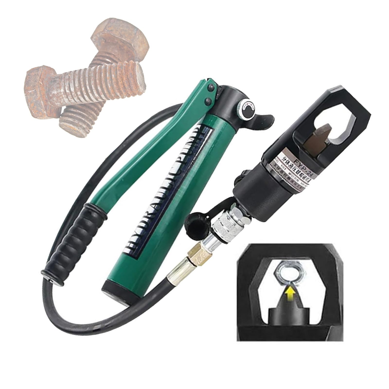 KJZQXYX Hydraulic Nut Splitter, Nut Cutter Breaker Tool,with Hand Pump, for Removing Damaged and Rusted Screw Nuts (F24)