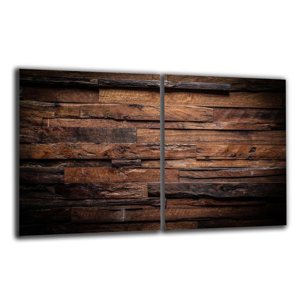Herdabdeckplatte Abdeckung Ceranfeld Abdeckplatte Schneidebrett 2-Teilig 80x52 Bretter Braun Spritzschutz Glasplatte Ceranfeldabdeckung Schutz Herdschutz Sicherheitsglas Glasschneidebrett 2x40x52