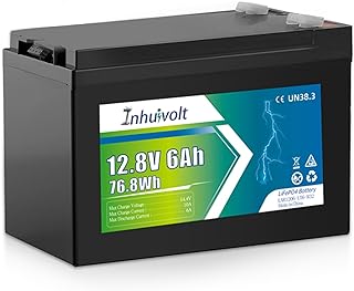 12V 6AH LiFePO4 Lithium Battery, 2000+ Deep Cycles, Built in 10A BMS, Rechargeable Battery, Perfect for Solar Power, RV, Marine, UPS, Lighting, Power Wheels, Fish Finder