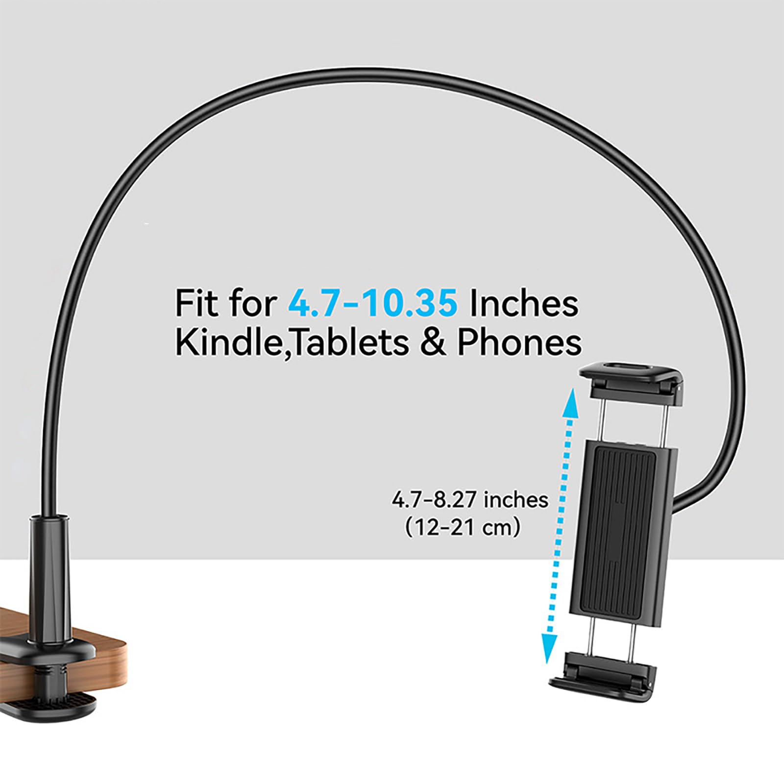 Soporte para Kindle con Pasapáginas Remoto, Flexible Brazo de Cuello de Cisne para Cama y Accesorio de Lectura Manos Libres para Kindle Paperwhite/Oasis/Kobo, iPad, Tablets, 4.7-10.35 Pulgadas