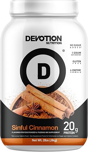 Vista 26 de Devotion Nutrition Proteína en polvo Brownie Batter – 0.71 oz de aislado de suero y mezcla de proteína de caseína – Sin azúcar añadido, bajo