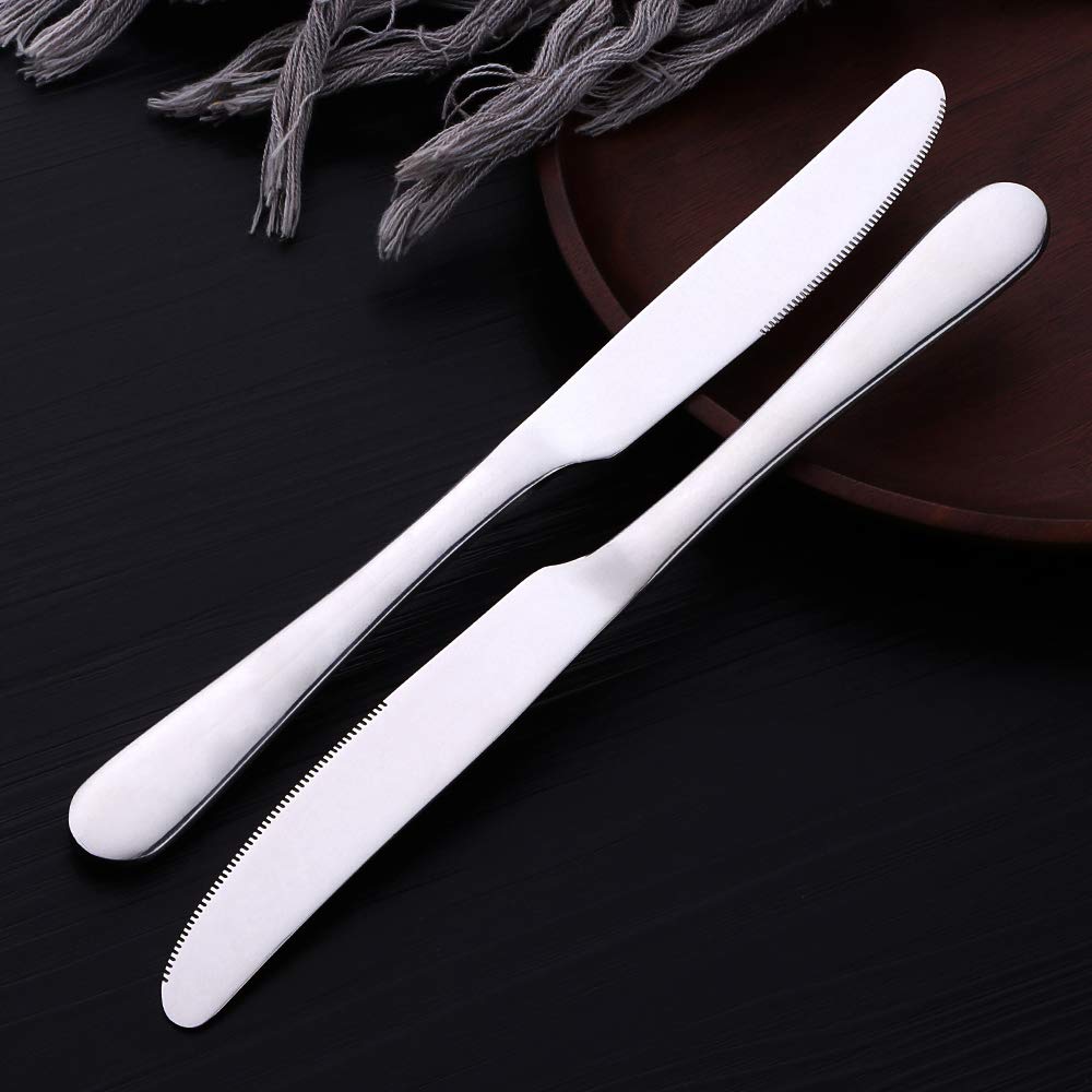 Meisha - Cuchillos de cena de acero inoxidable de 12 piezas, juego de cuchillos de mesa, juego de cubertería, pulido con espejo, ideal para el hogar, cocina, 8.9 pulgadas, plata