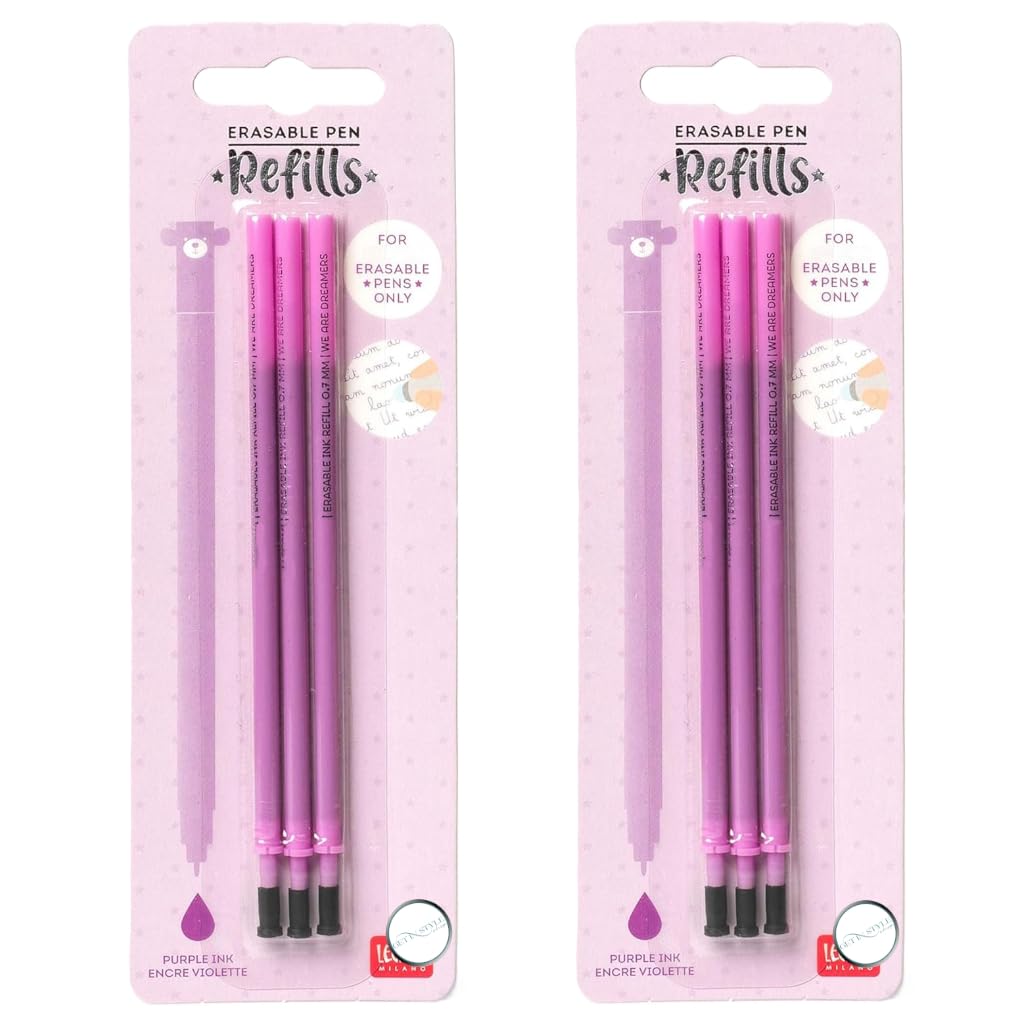 2X 3 Refill for Erasable Gel Pen Thermosensitive Ink, Tip 0.7 mm, Compatible with Gel Pens – Bundled by GetInStyle Shop (Purple)