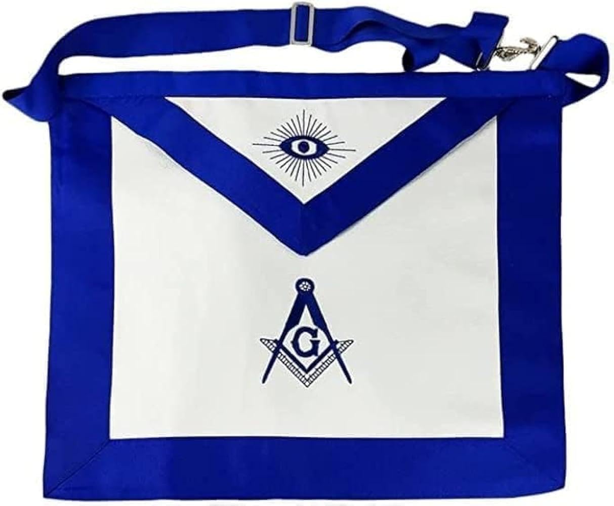 Masonic Blue Lodge Master Mason Apron, Chain Collar, And Gloves 1 Set