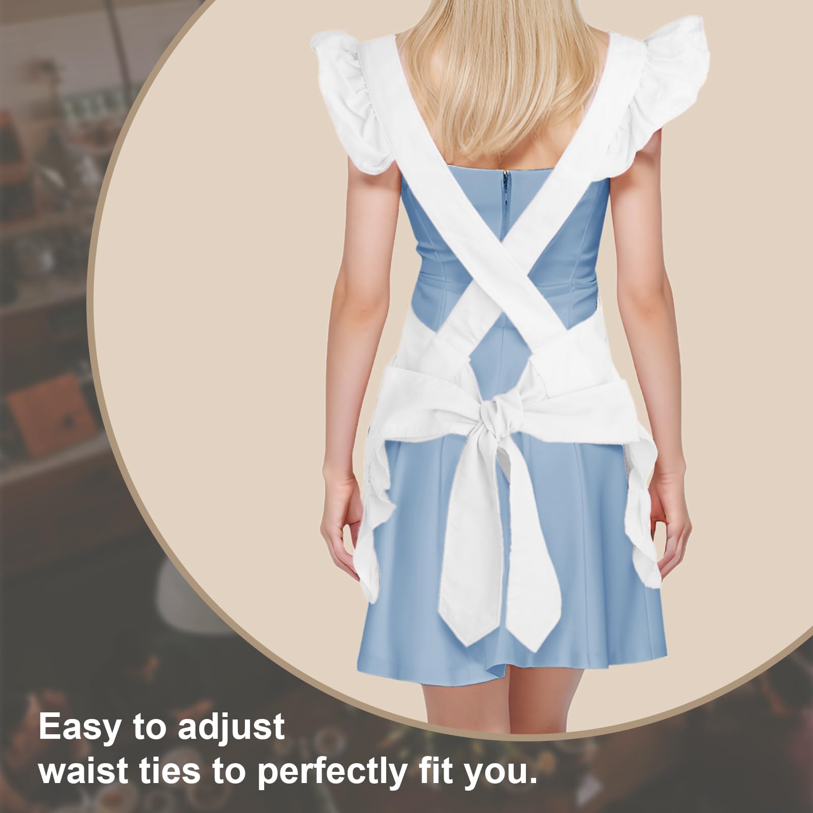 Grembiule Da Cucina Vintage Con Volant E Tasche - Stile Francese Carino - Foto 6