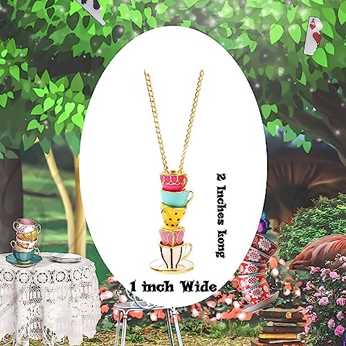 Cute Stacked Teacup Necklace for Adult Women. Great Alice and Wonderland Style Necklace2