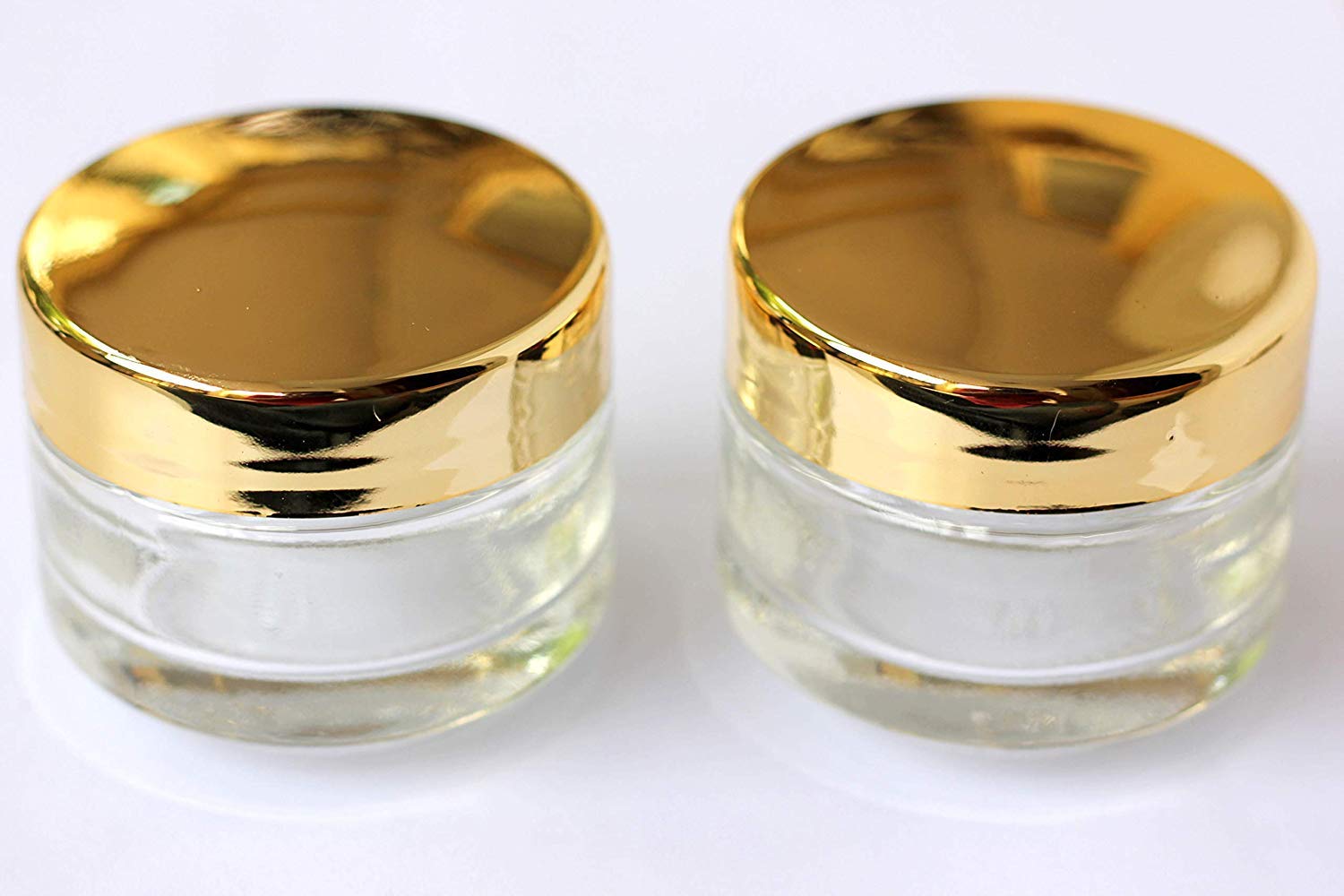 Pack of 2PCS 50GMS Round Empty Glass Cosmetic Cream Container Jar with Very Beautiful Golden Lid & Inner White Plug, Useful for DIY Gifts Creams Balms Face Scrubs Body Creams for Beauty,Clear-image-12