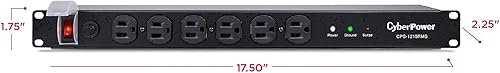 Miniatura 4 de Montaje del rack PDU Cyberpower Cps-1220 Rms conector múltiple 12 salida 20A 2400VA 1800 julios Negro
