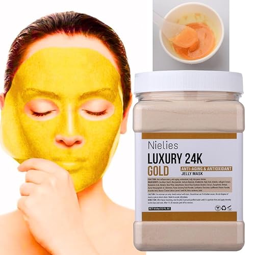 Miniatura 1 de Mascarilla facial profesional de gelatina - Mascarilla facial en polvo para hidratación y limpieza, 23 onzas líquidas (24 quilates)