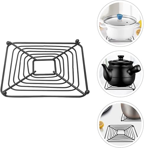 Miniatura 6 de 3 Pack Iron Pot Holder Iron Pot mat cast Iron Trivet Kitchen pad Cookware Color  Blackx3pcs Size  18X18X13CMx3pcs