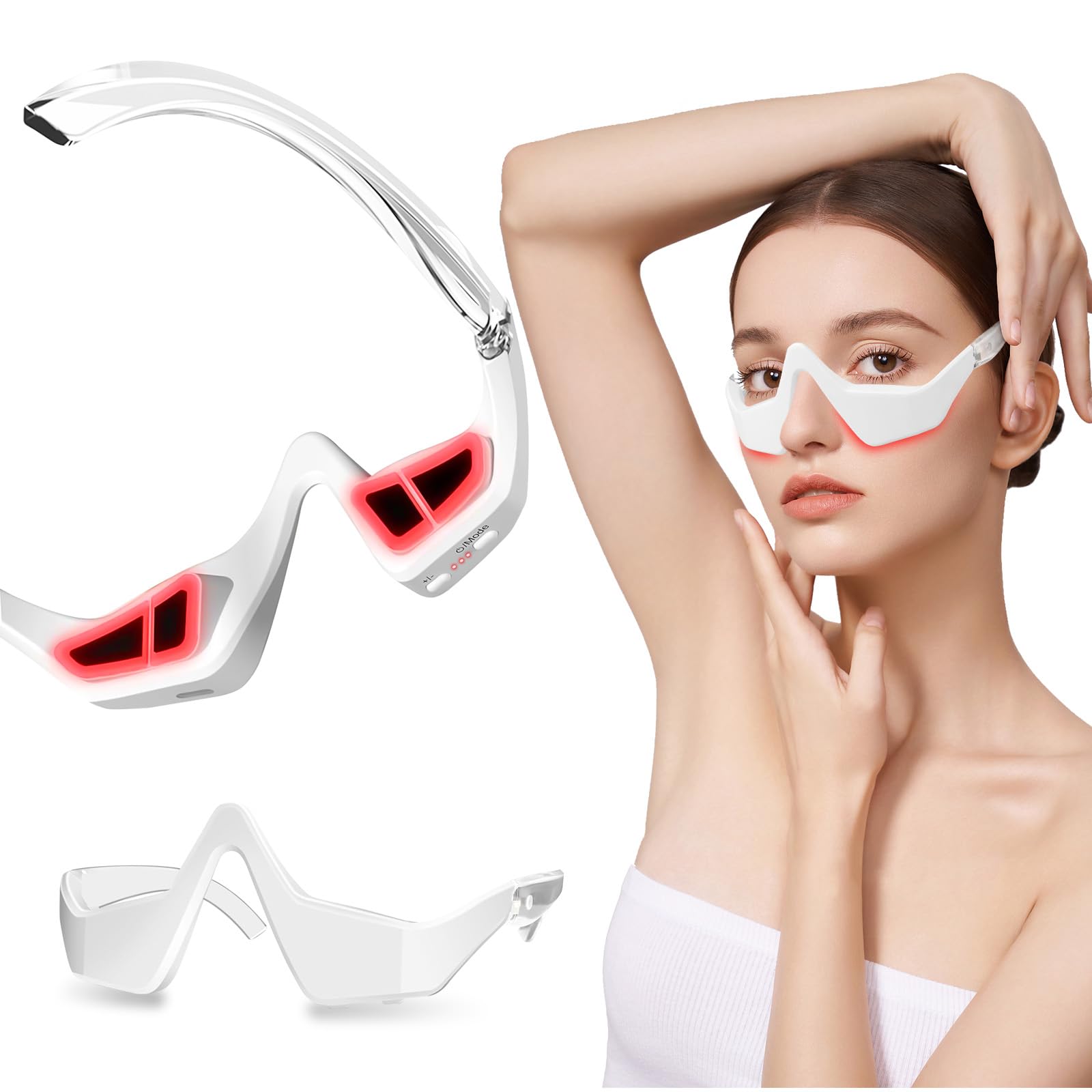 Under Eye Red Light Therapy Device 650nm Red Light Therapy for Eyes Glasses Microcurrent Eye Massager Mask for