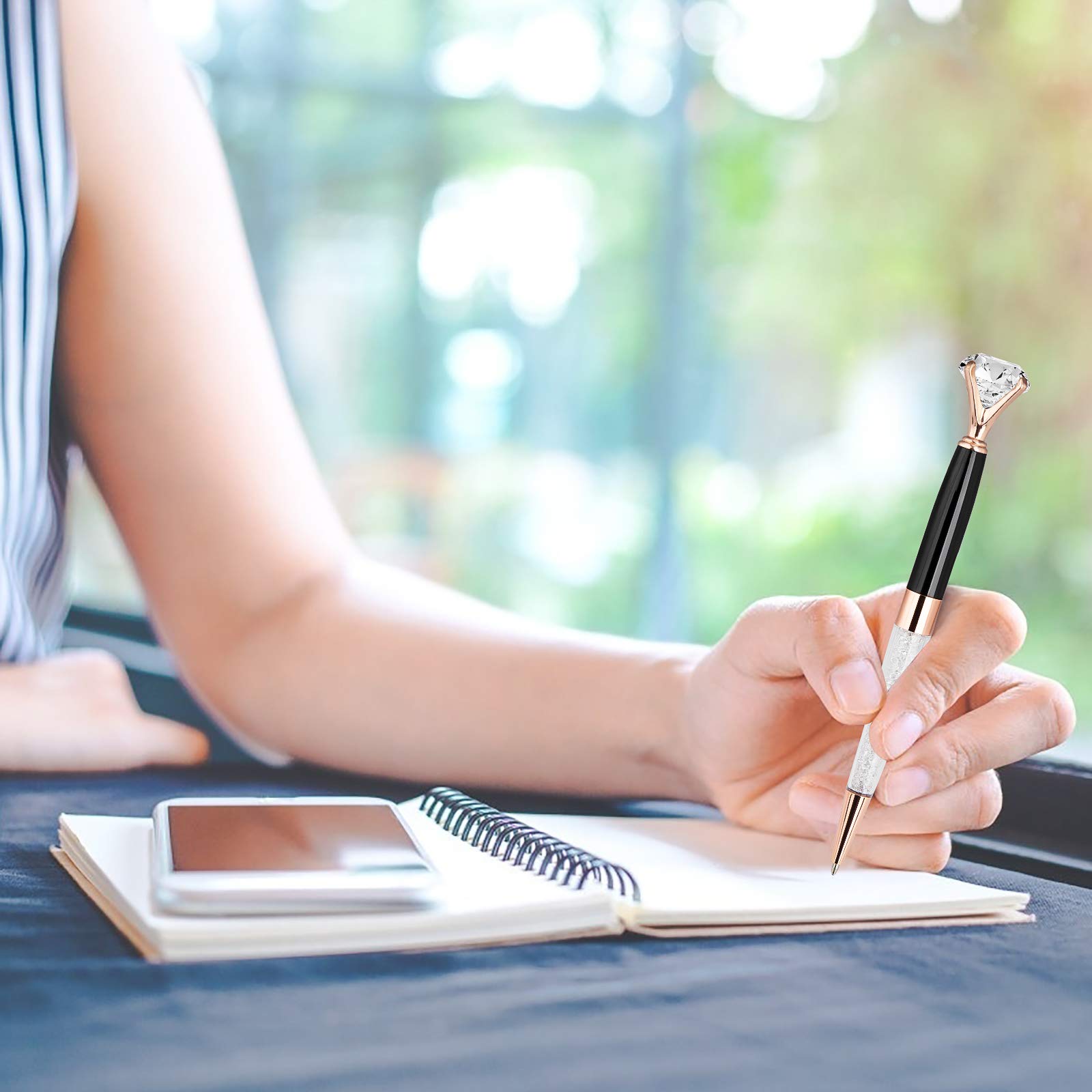 4 Stylos à Bille Diamant - Métal Et Cristal | Cadeau Femme, Bureau, Mariage - Encre Noire