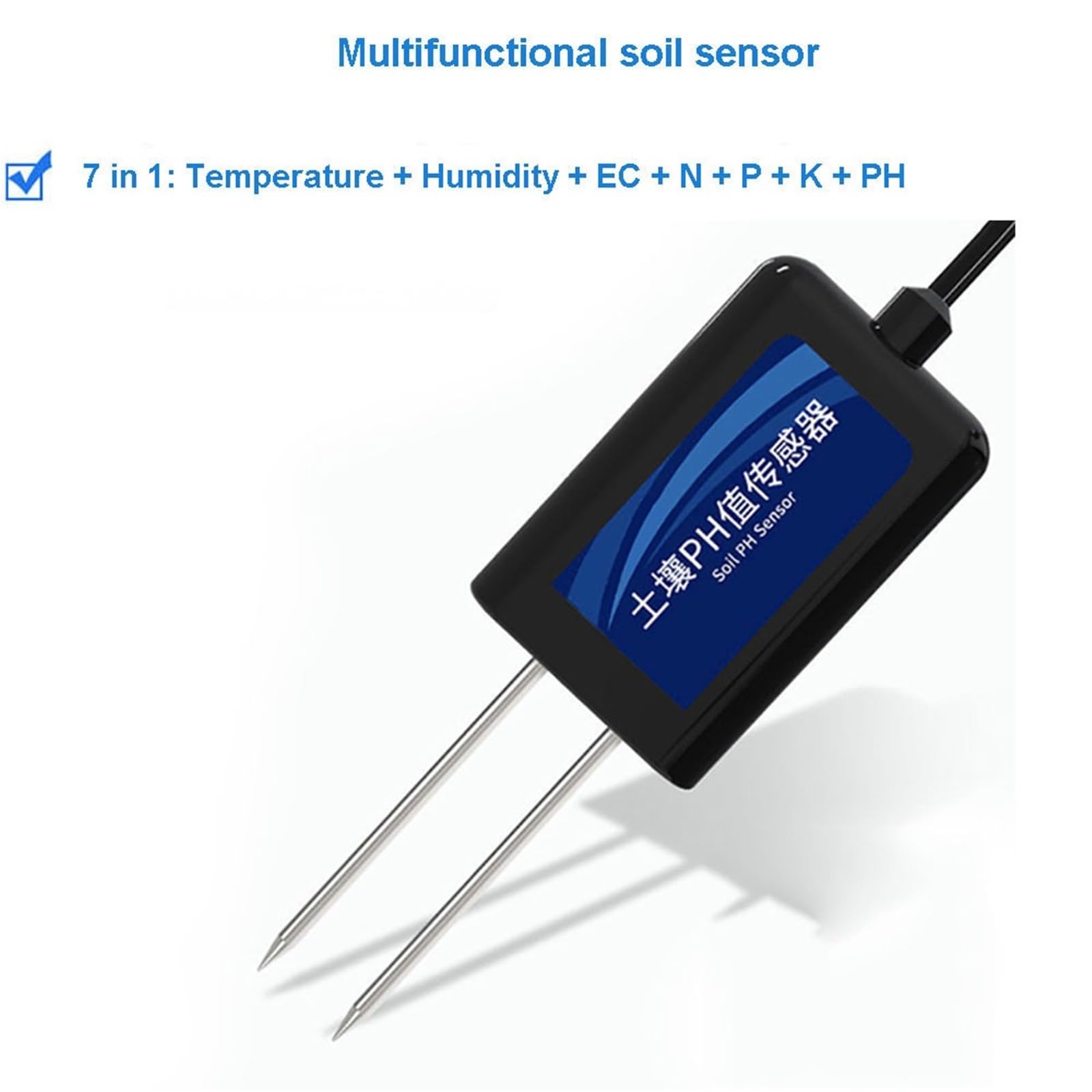 Sensor de temperatura y humedad agrícola, Ph conductividad 7 en 1 del suelo, detector nitrógeno, fósforo potasio Laboratorio de investigación(EC and PH)