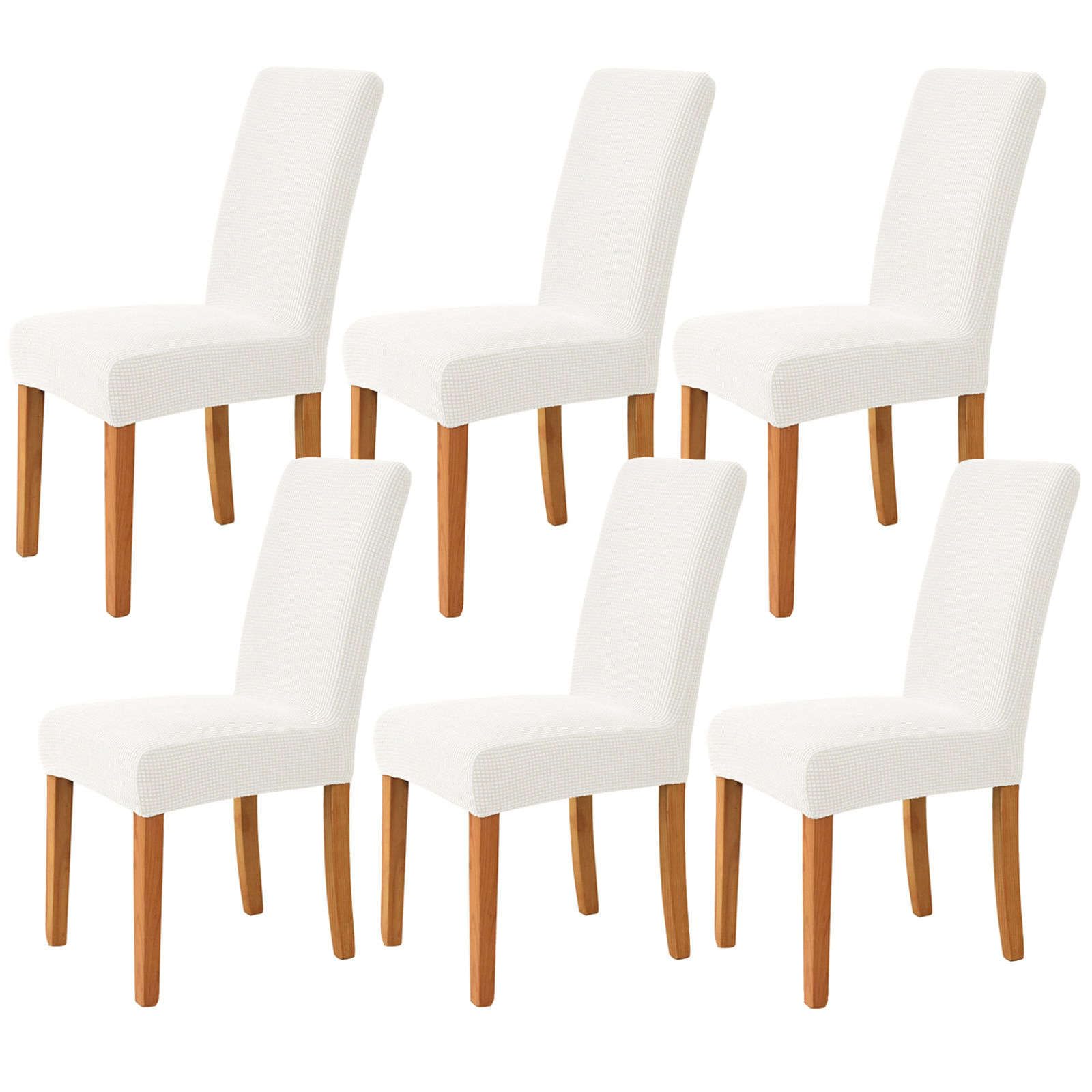 JHLD Stretch Dining Chair Covers, Jacquard Chair Slipcover Soft Spandex Chair Covers For Dining Room Non Slip Dining Chair Covers Dining Chair Slipcovers For Banquet, Ceremony-cream-set of 6