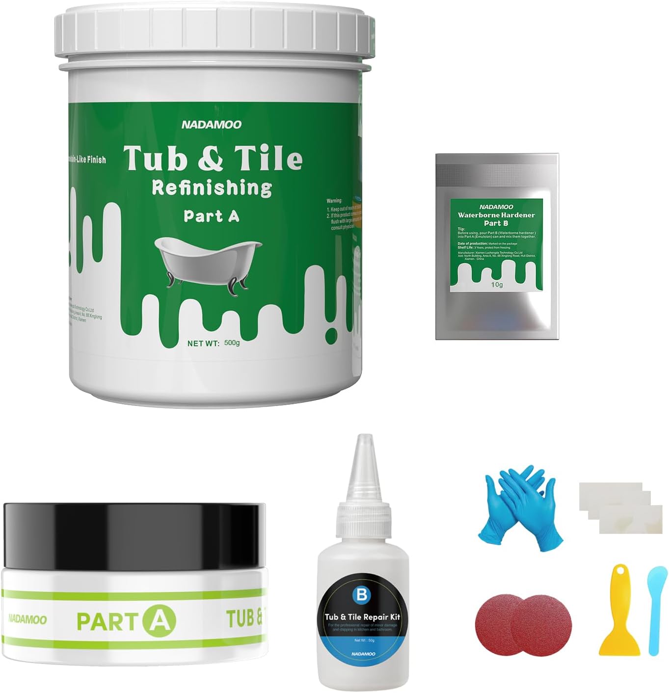 NADAMOO Tub and Tile Repair Kit and Refinishing Paint Kit Beige 500g / 17.5 oz