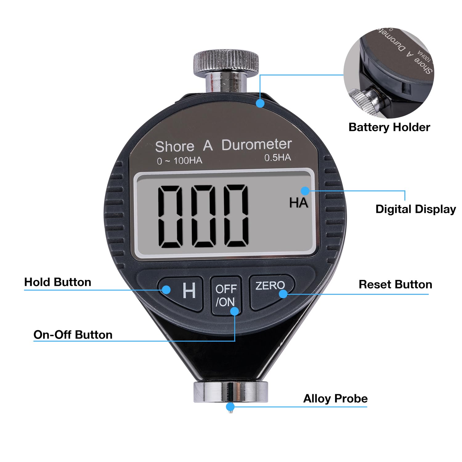 KATSU Tools Durometro Digitale Shore A 0-100HA Misuratore di Durezza Gomma Plastica LCD