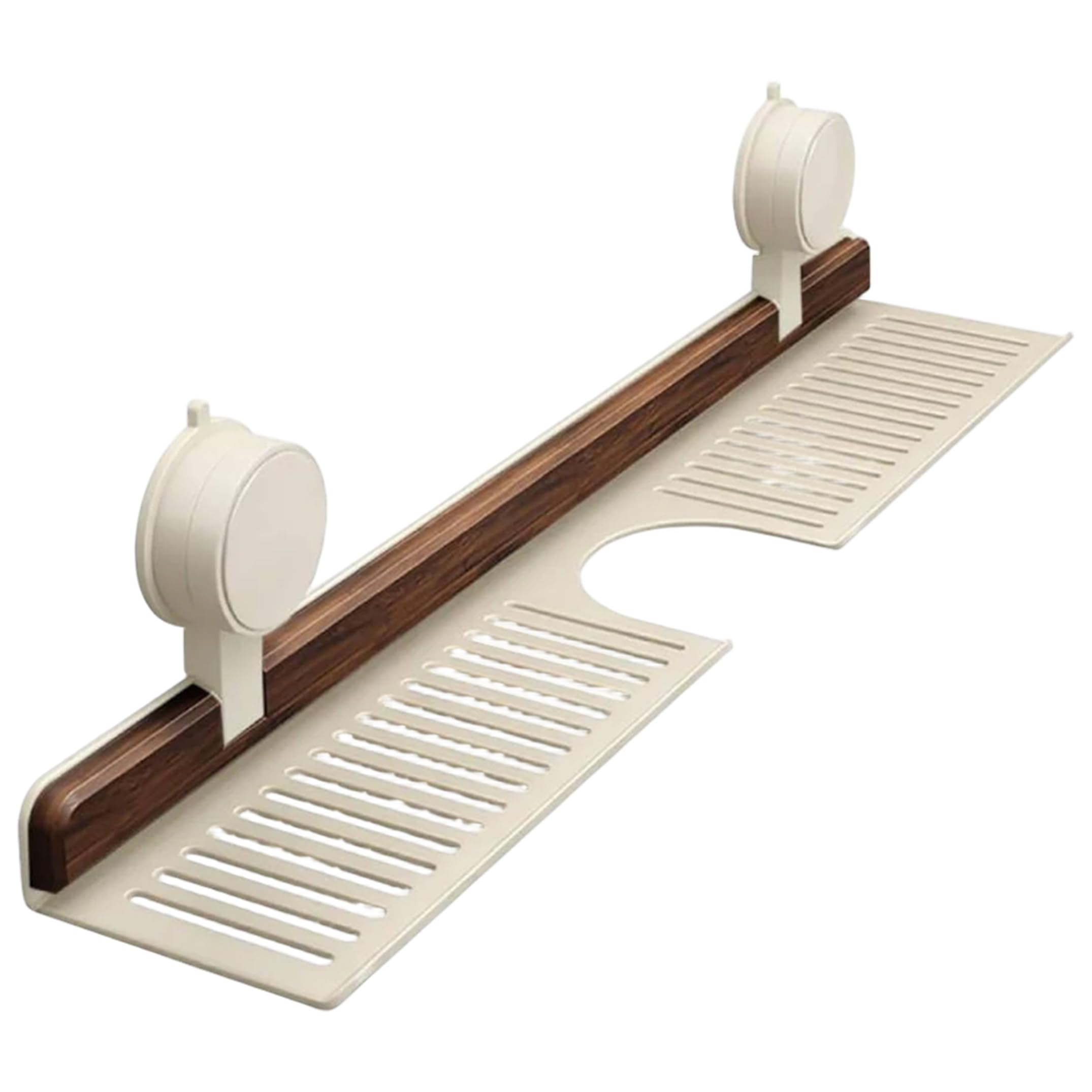 Grsrkep Bathroom Sink Shelf Hollow-Out No-Drill Suction Storage Rack Over Faucet, White, 15.75