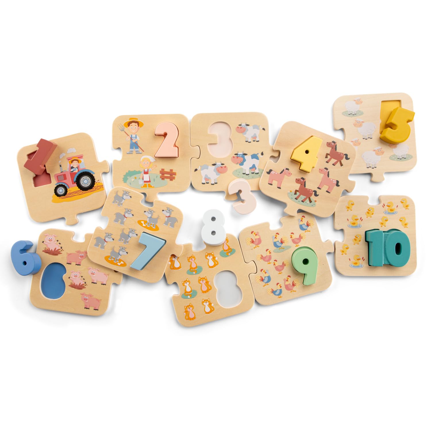 Woet Wooden Number Puzzle, FSC Certified Preschool Counting Toy for Toddlers 24 Months+ - Image 2