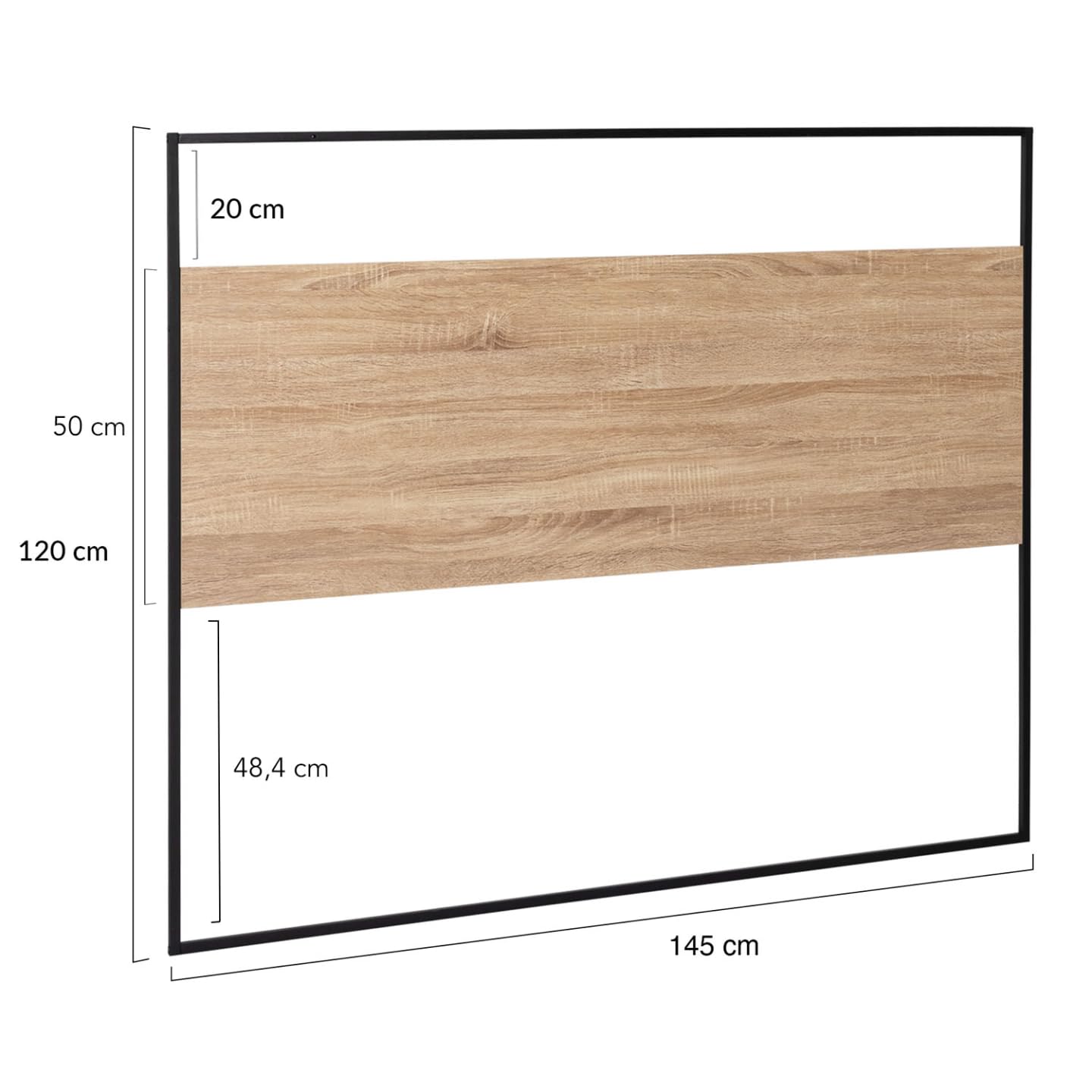 IDMarket - Tête de lit Detroit 145 cm Design Industriel Bois et métal Noir