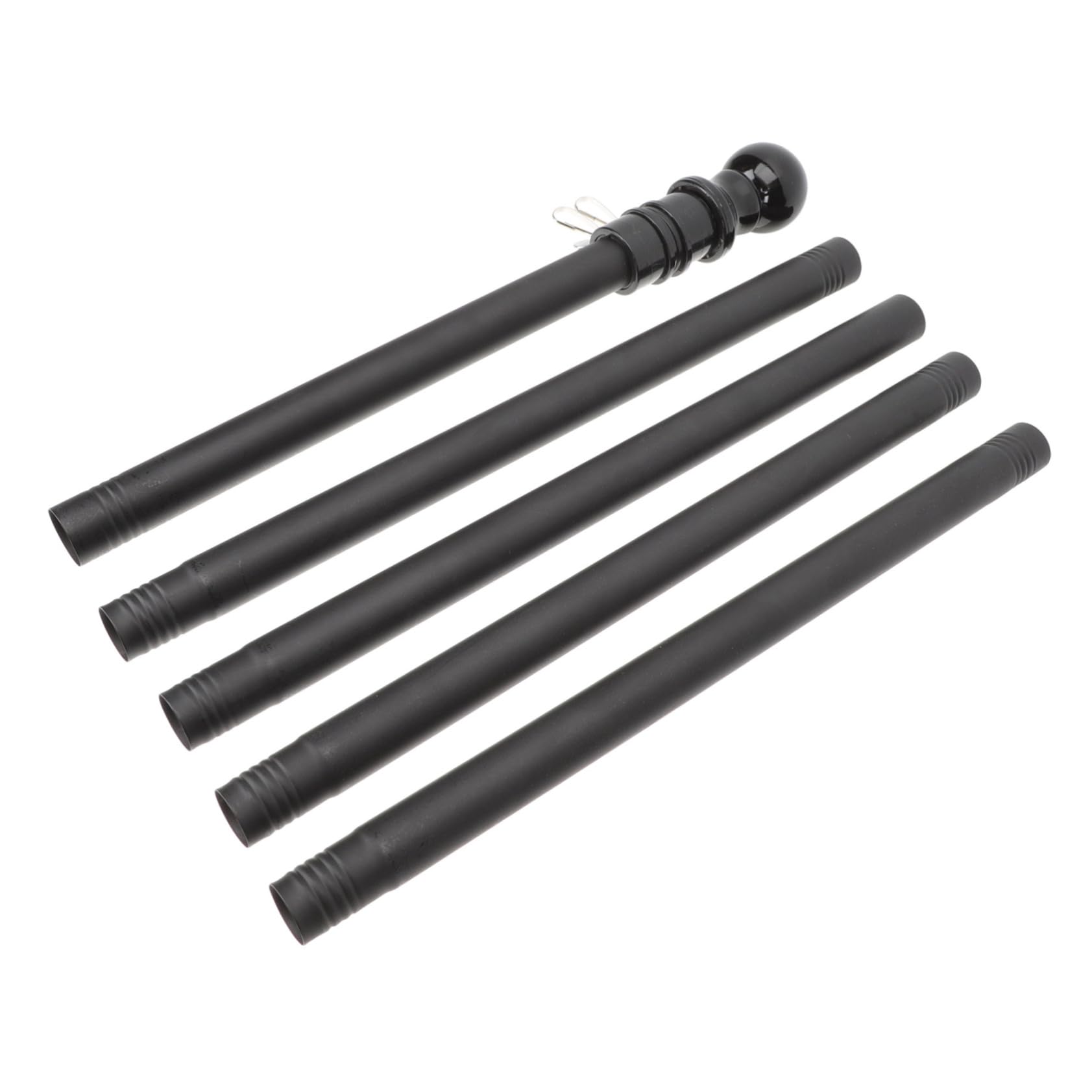 Pennone Bandiera da Esterno 6ft 5 Pezzi Nero Acciaio Inox
