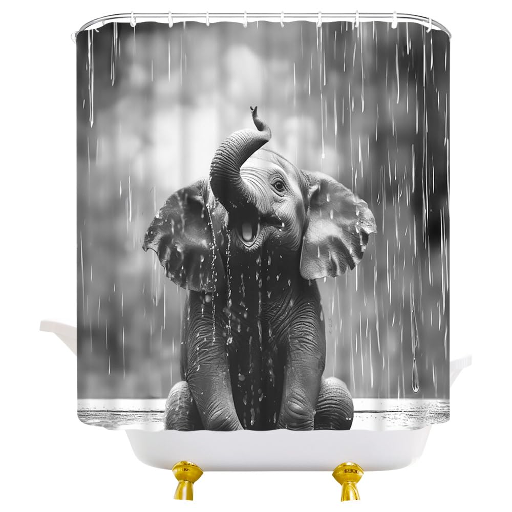 未使用 希少 自主盤 Elephant Shower Lonely Rain Amazon.com: YOZSLGU Elephant Shower Curtain Funny Cute Wild Animal